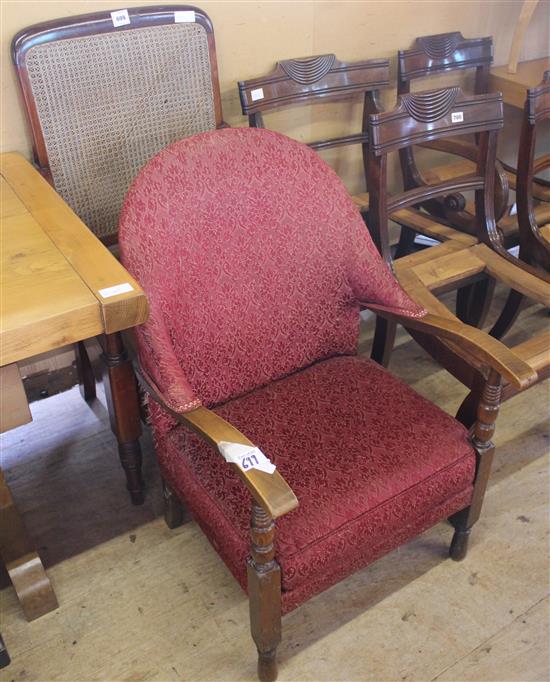 Cane seat commode chair & another